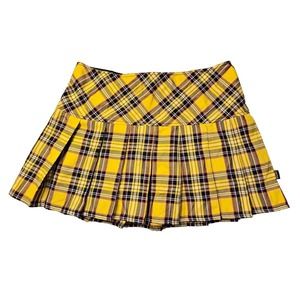 Tripp Daang Goodman NYC Yellow Plaid Mini Skirt Sz LARGE Punk Goth Lolita Anime